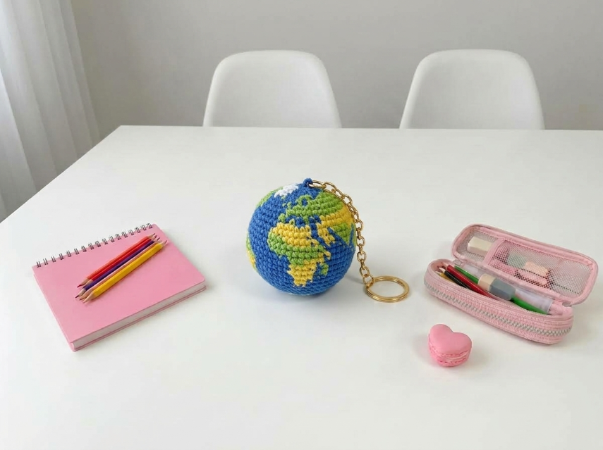Cover image for Little Earth Globe Keychain – A Tiny World Crochet Pattern