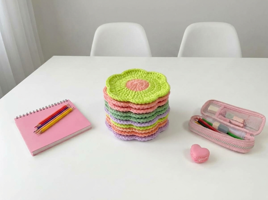 Cover image for Pastel Flower Power Coasters – A Quick & Cheerful Crochet Pattern