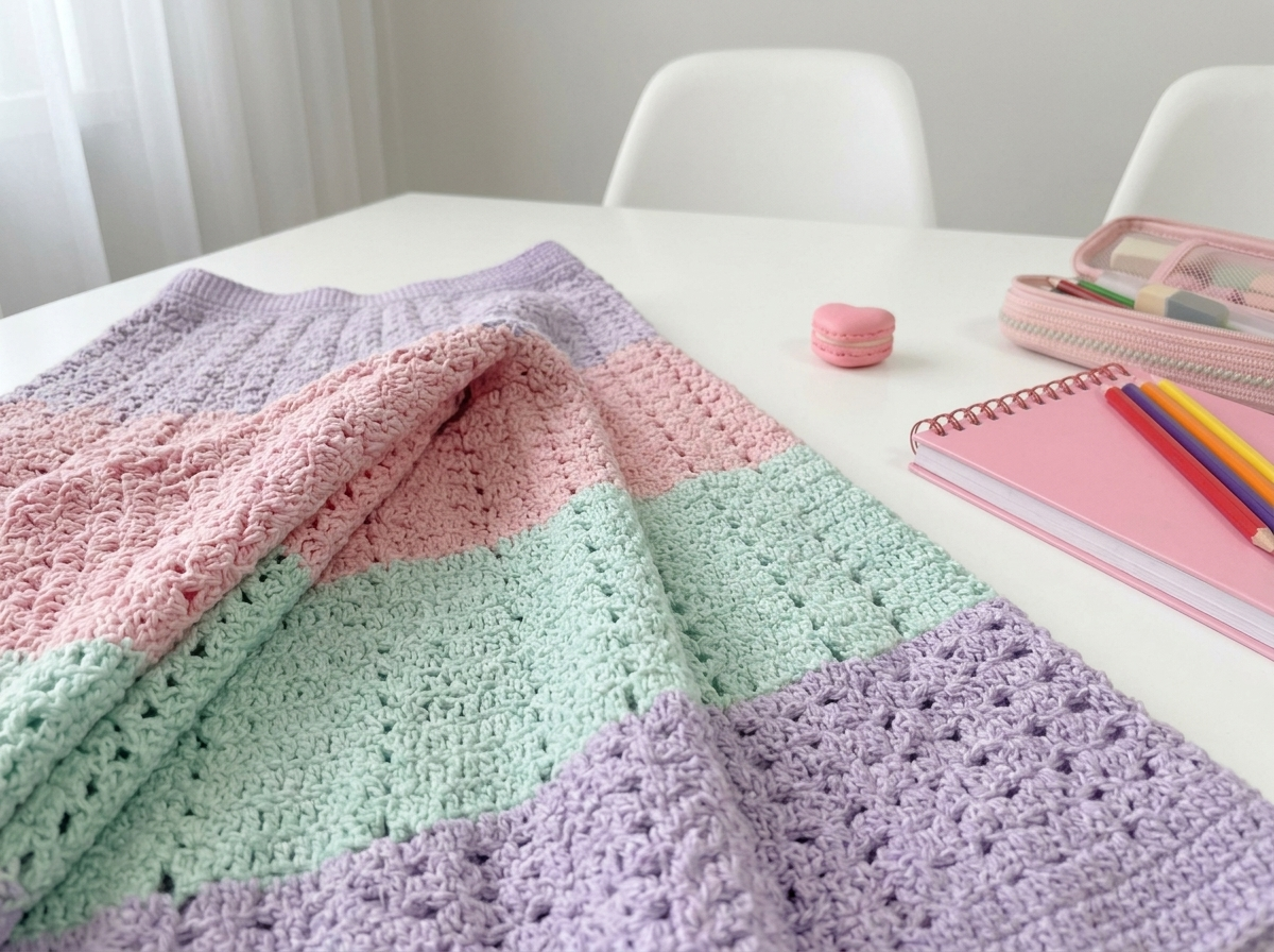 Cover image for Pastel Clouds Granny Stripe Blanket – A Soft & Cozy Crochet Pattern