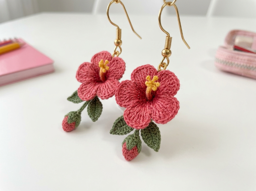 Cover image for Hibiscus Flower Earrings – A Tropical Crochet Jewelry Pattern