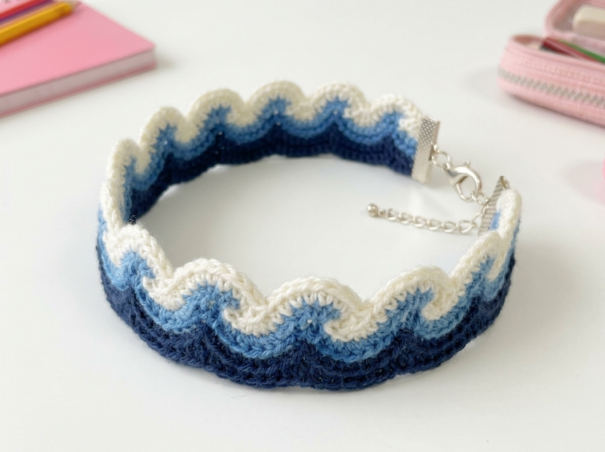 Cover image for Ocean Wave Ripple Bracelet – A Serene Crochet Accessory
