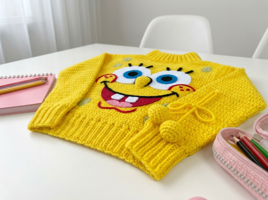 Cover image for SpongeBob Face Sweater – A Quirky & Fun Crochet Project