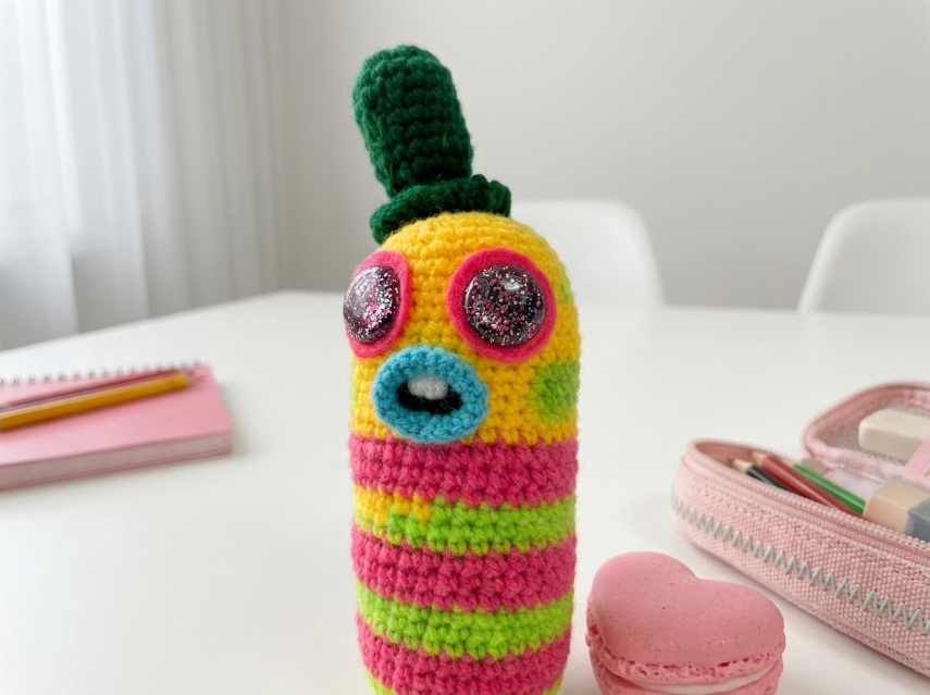 Cover image for Rainbow Monster Bottle Cozy – A Funky & Fun Crochet Project