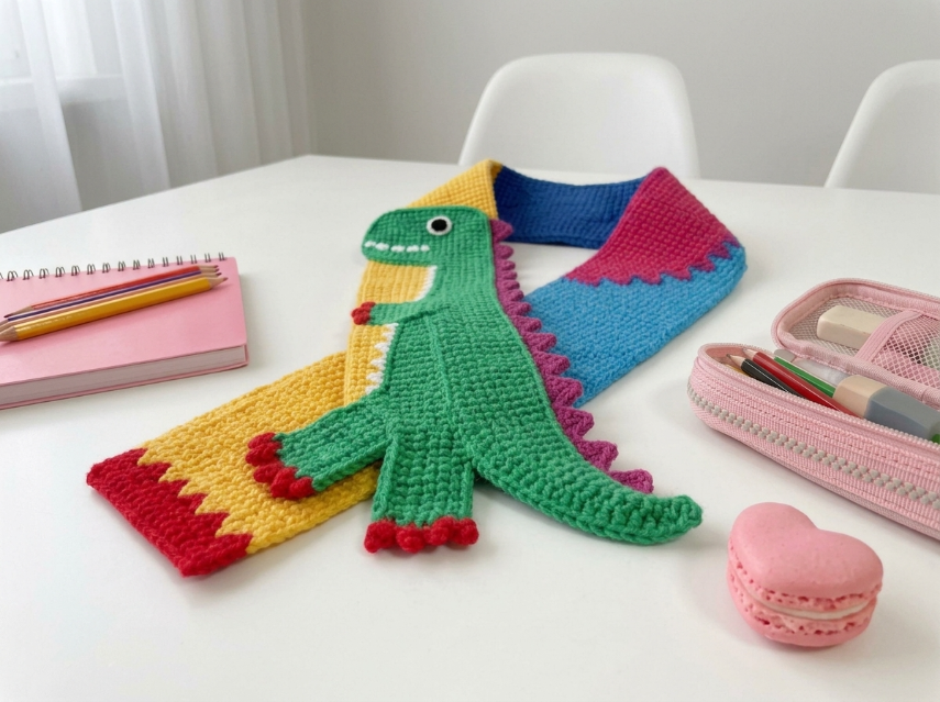 Cover image for Colorful Dino Scarf – A Playful & Cozy Crochet Project