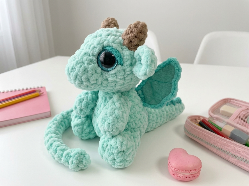 Cover image for Cuddly Mint Plush Dragon – A Soft & Huggable Amigurumi Pattern