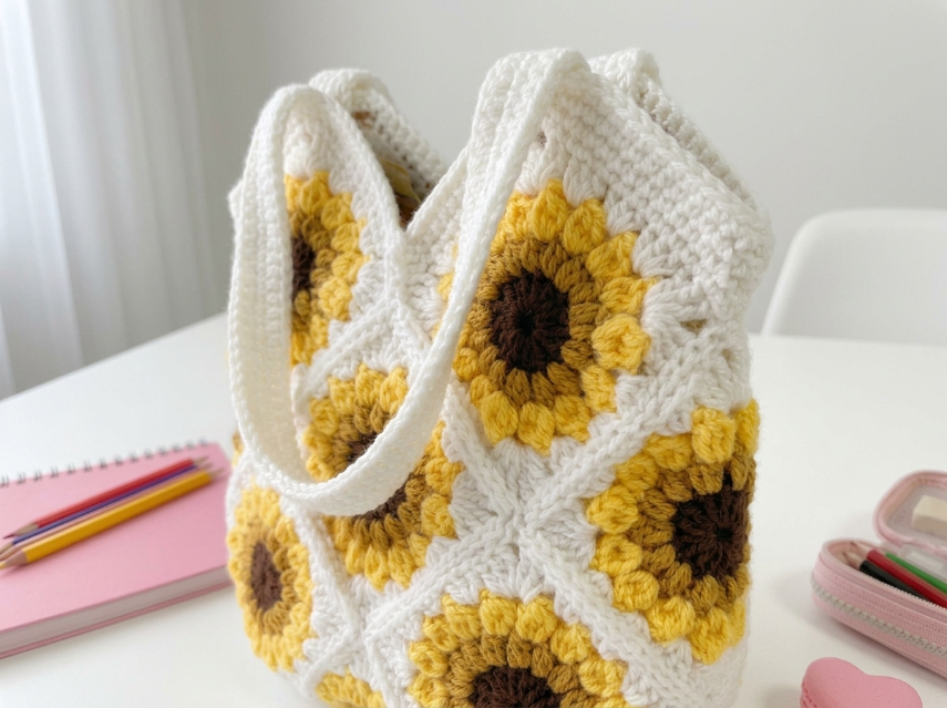 Cover image for Sunflower Granny Square Tote Bag – A Cheerful Crochet Project