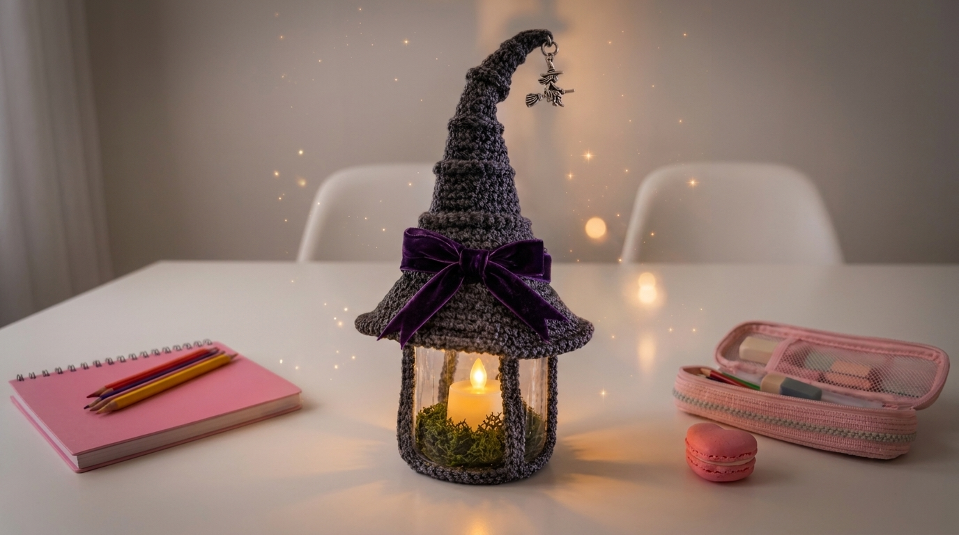 Cover image for Witch Hat Lantern Cover Crochet Pattern