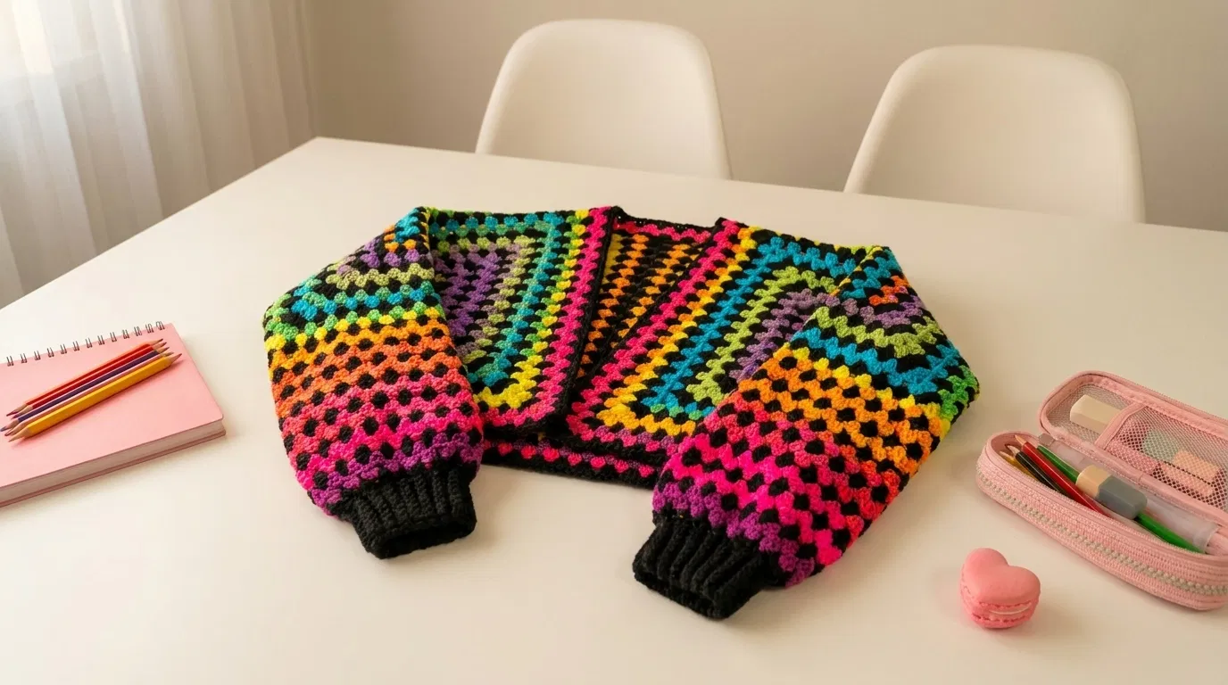 Cover image for Neon Rainbow Granny Cardigan